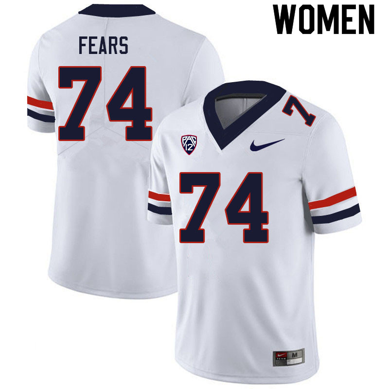 Women #74 Paiton Fears Arizona Wildcats College Football Jerseys Sale-White - Click Image to Close